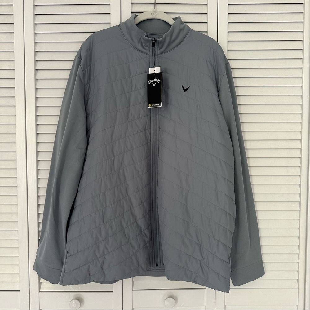 NWT Men’s Callaway Gray Performance Jacket with Stand-Up Collar Size XL